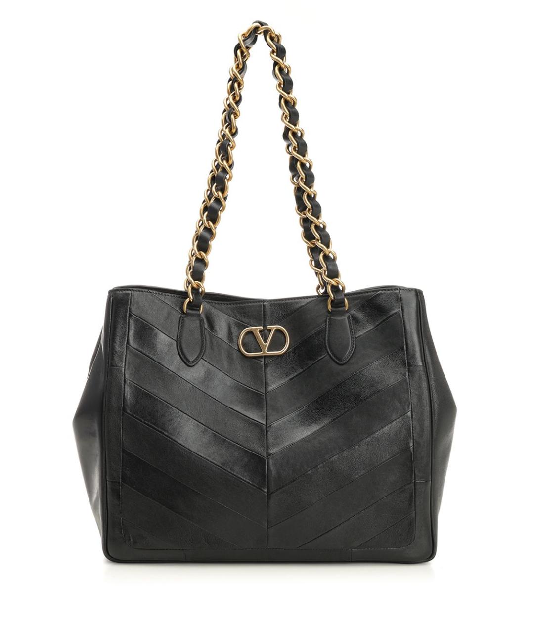 VALENTINO Черная кожаная сумка тоут, фото 1