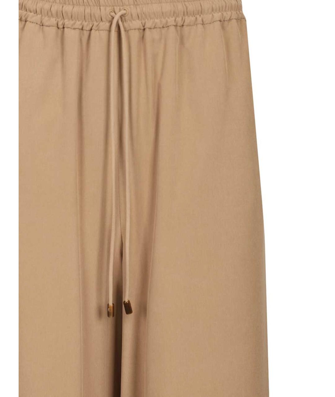 MAX MARA Коричневые шелковые прямые брюки, фото 4