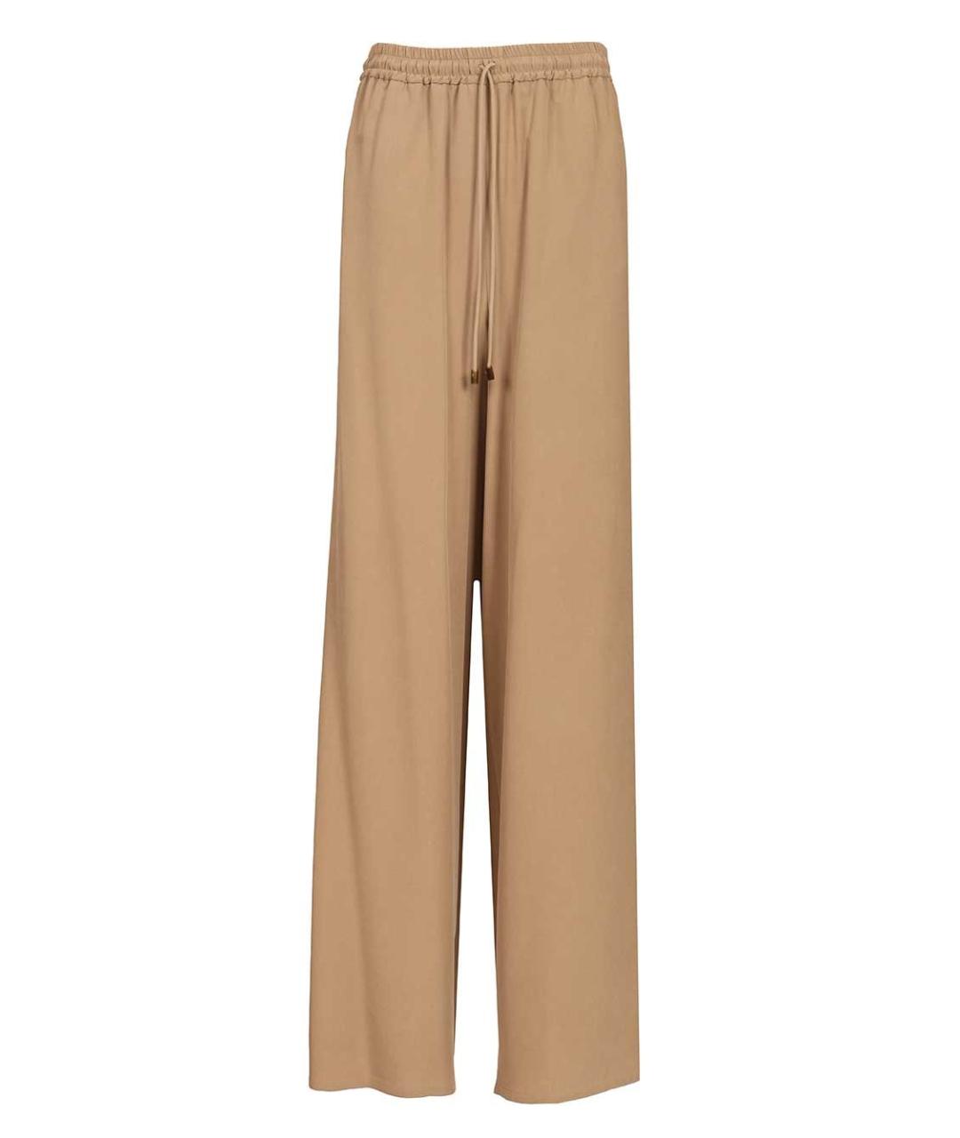 MAX MARA Коричневые шелковые прямые брюки, фото 1