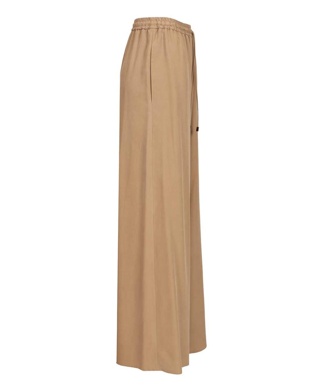 MAX MARA Коричневые шелковые прямые брюки, фото 3