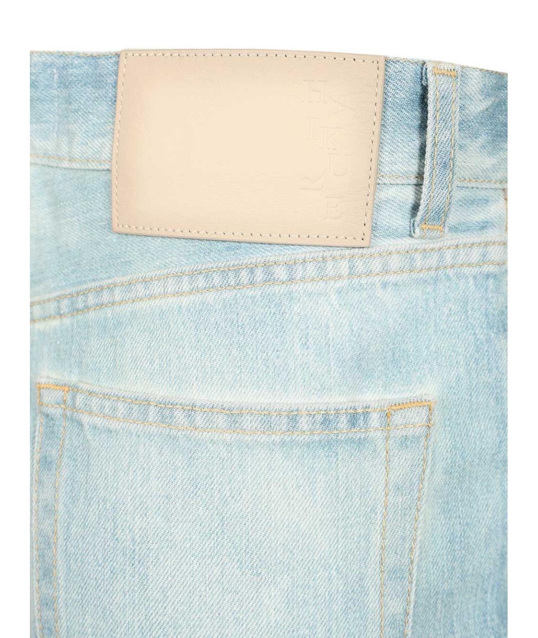 HAIKURE Голубые хлопковые прямые джинсы, фото 5