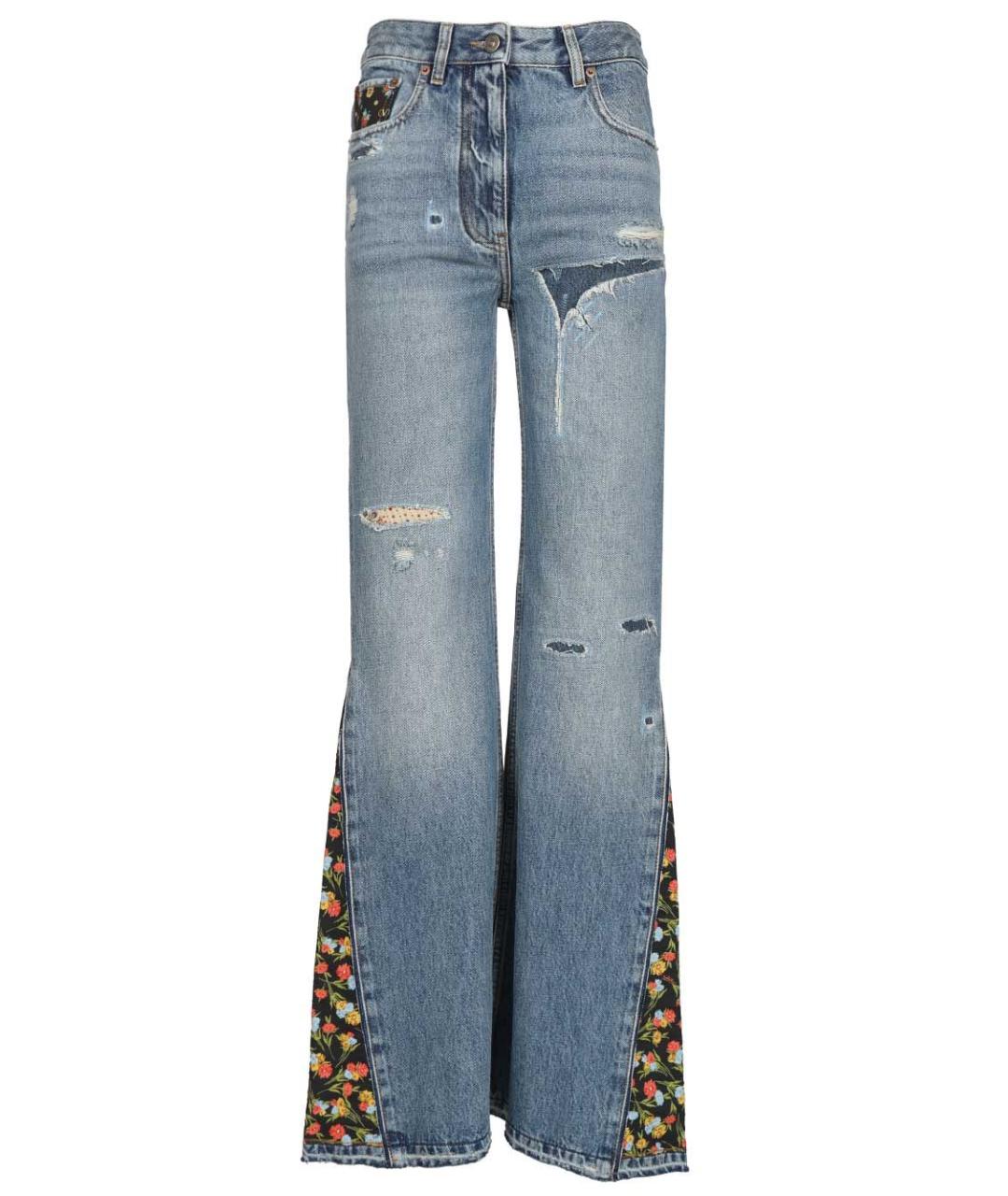 VALENTINO Голубые хлопковые джинсы клеш, фото 1