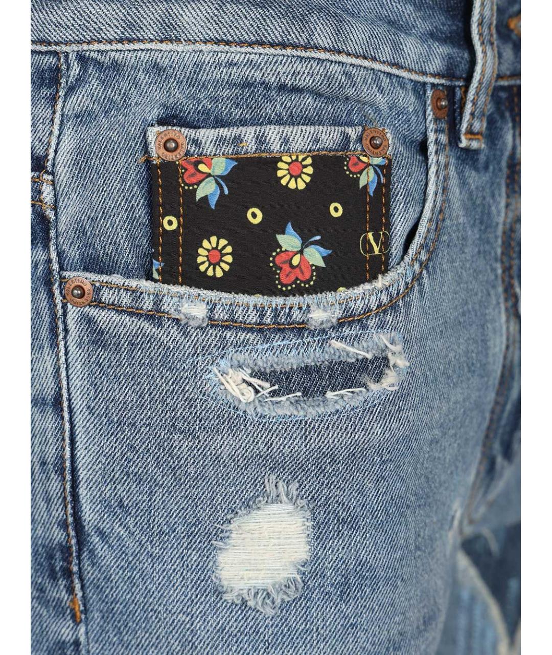 VALENTINO Голубые хлопковые джинсы клеш, фото 4