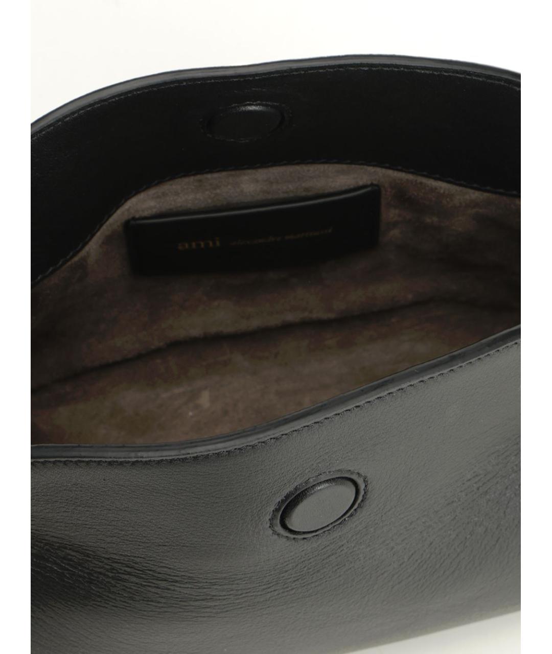 Ami Paris Черная кожаная сумка через плечо, фото 4