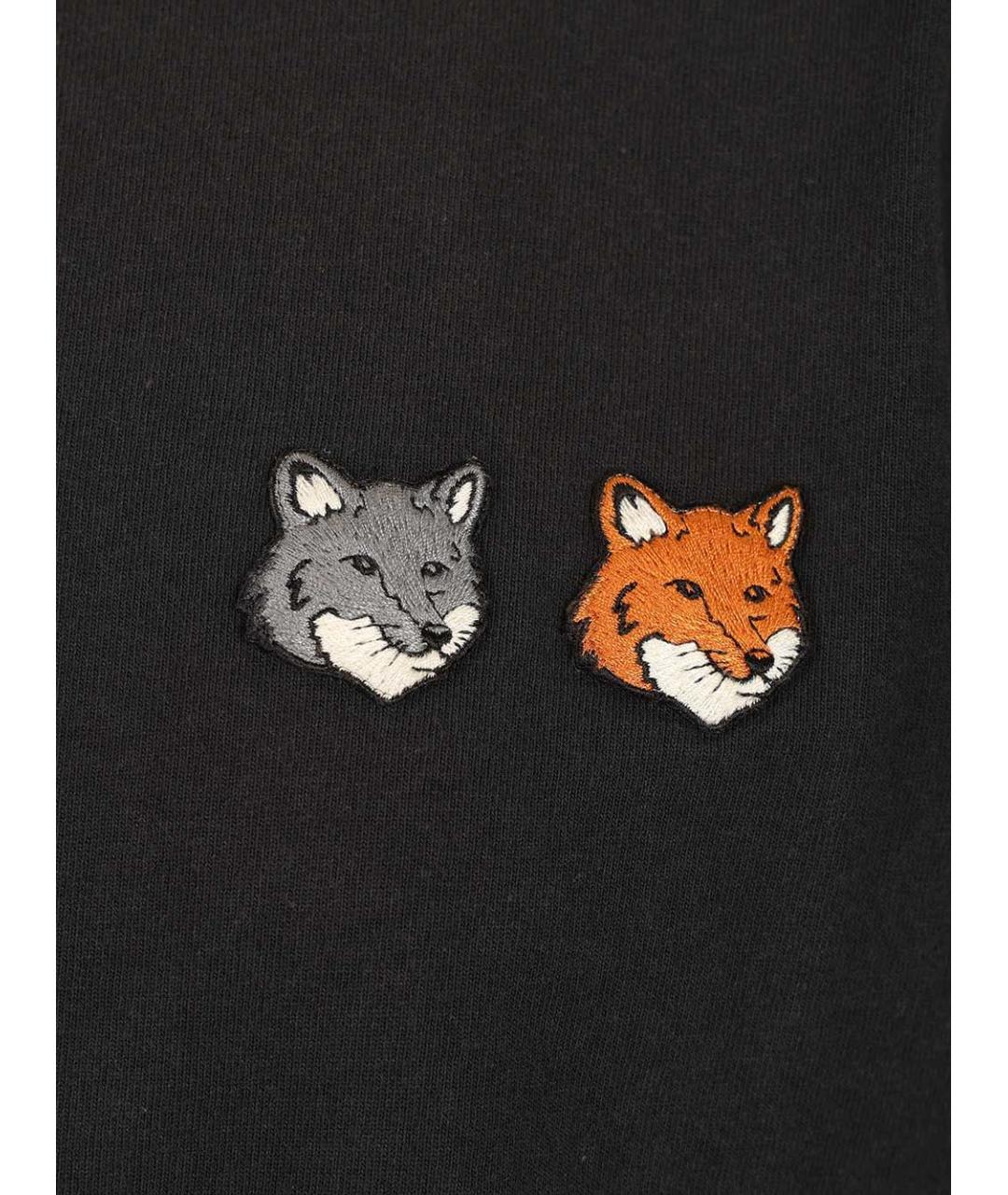 MAISON KITSUNE Черная хлопковая футболка, фото 3