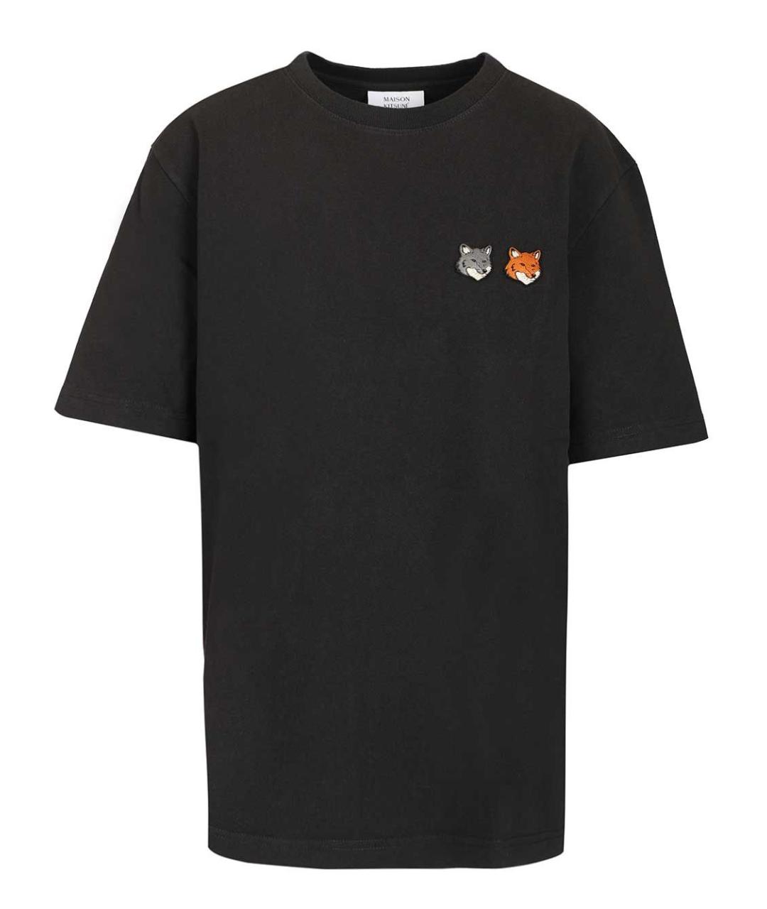 MAISON KITSUNE Черная хлопковая футболка, фото 1