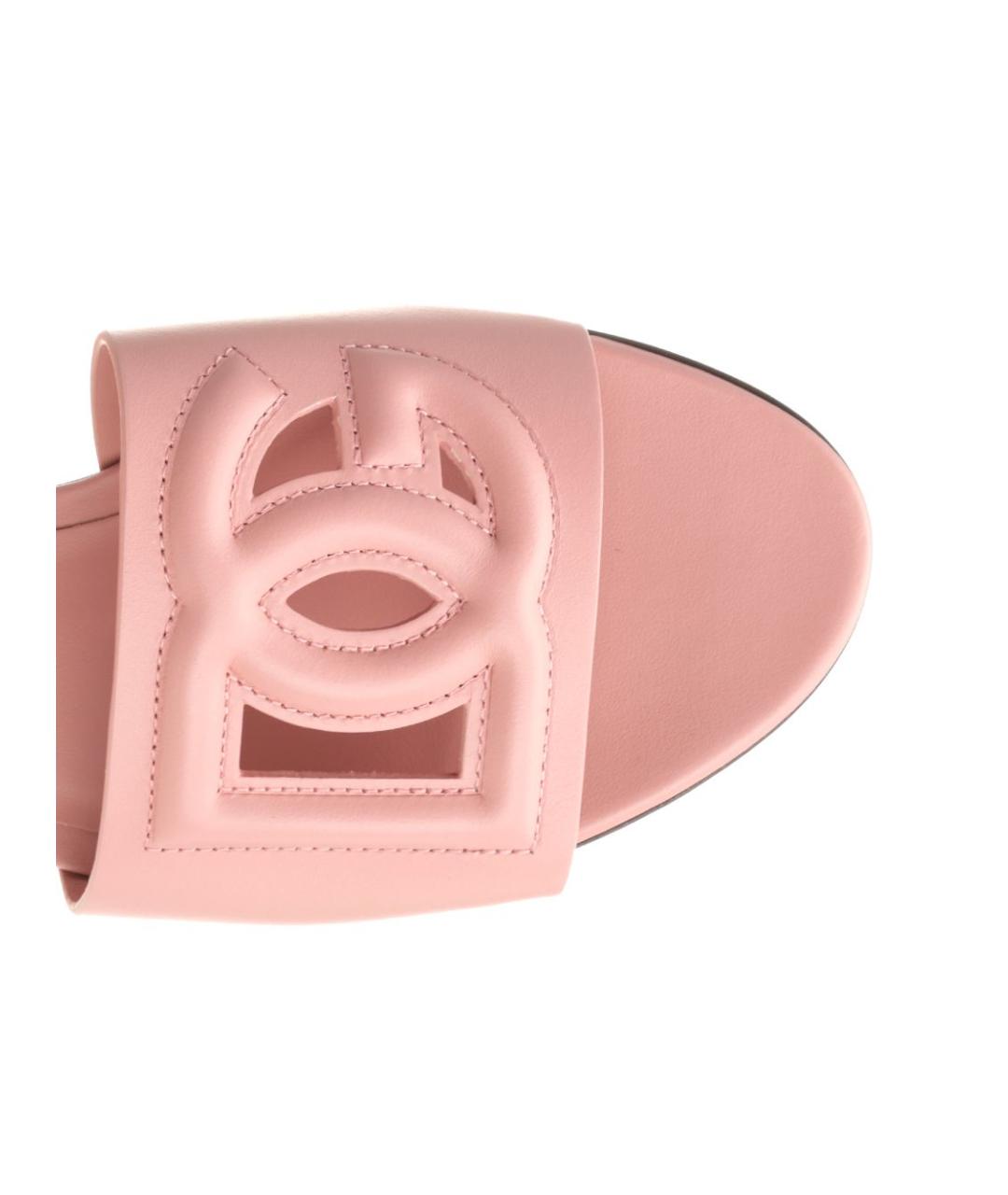 DOLCE&GABBANA Розовые кожаные шлепанцы, фото 4