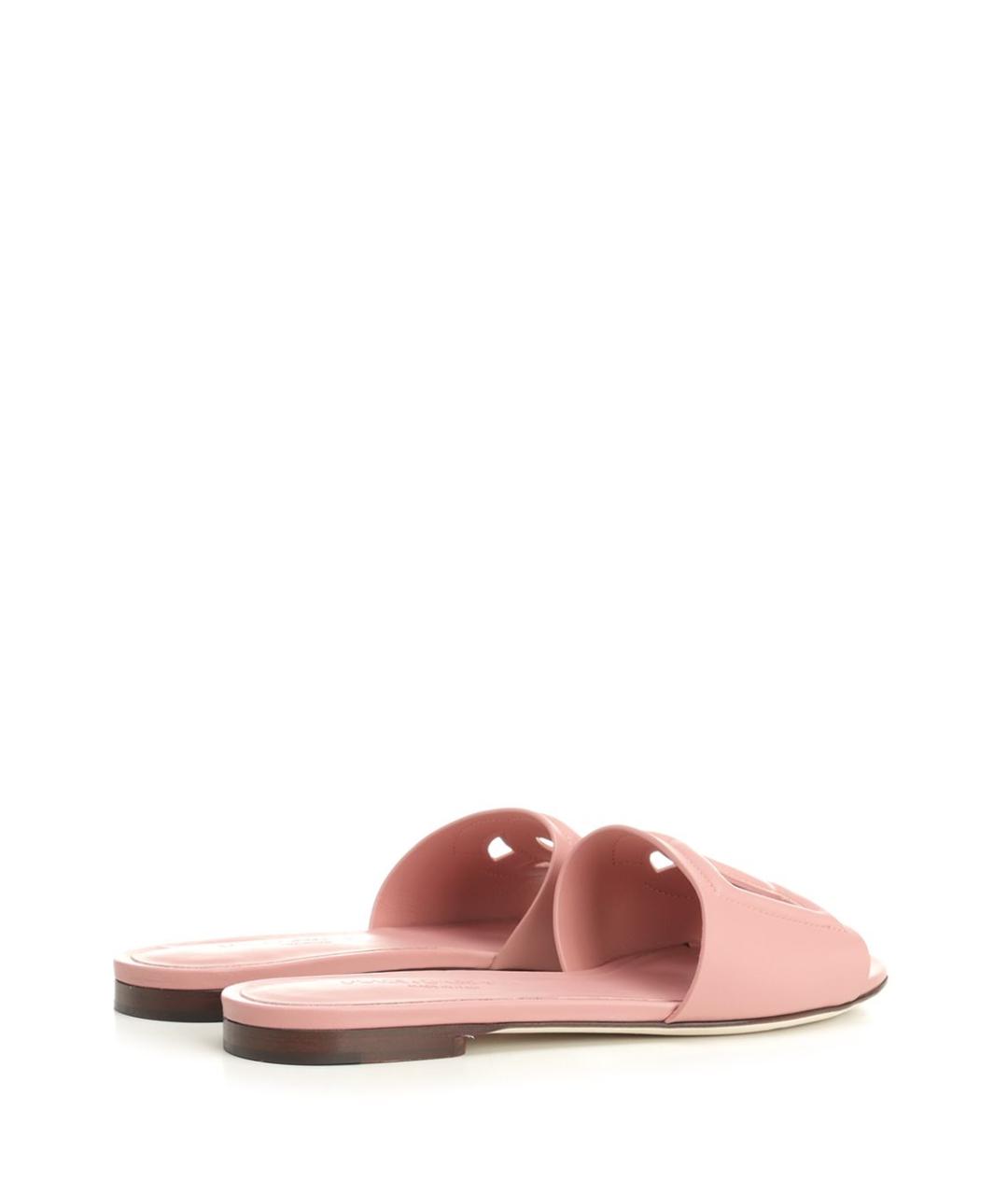 DOLCE&GABBANA Розовые кожаные шлепанцы, фото 3