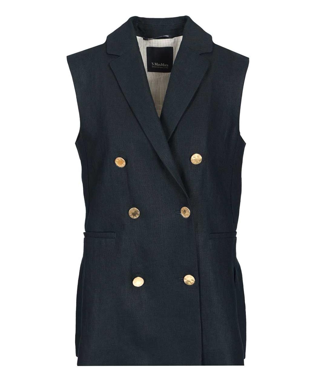 'S MAX MARA Темно-синий льняной жилет, фото 1