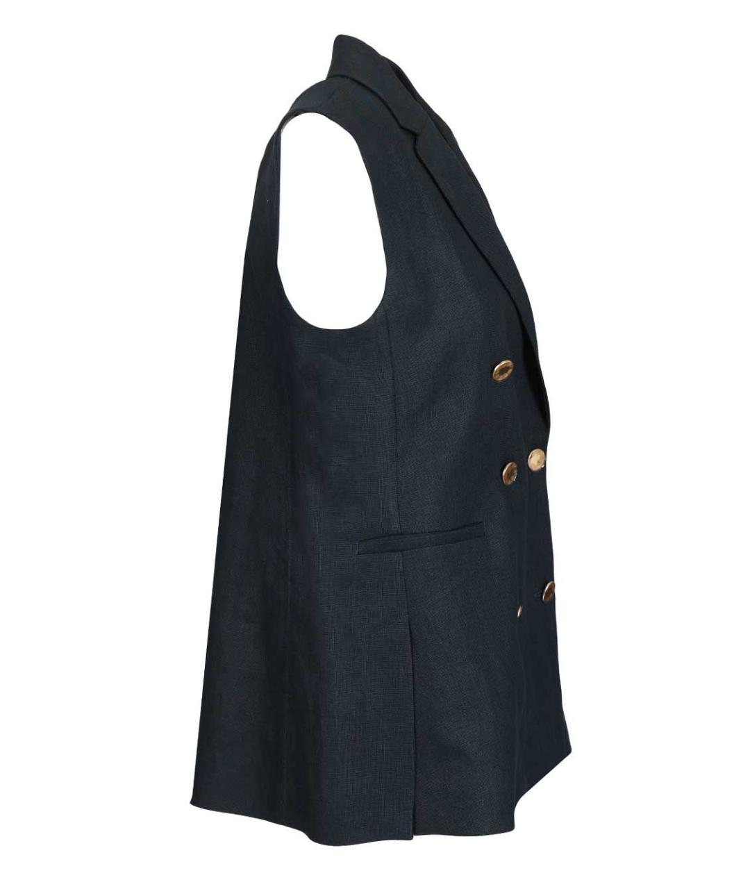 'S MAX MARA Темно-синий льняной жилет, фото 3