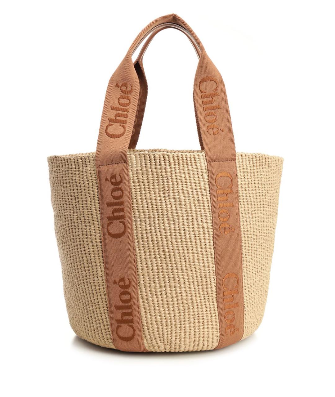 CHLOE Бежевая пелетеная сумка тоут, фото 3