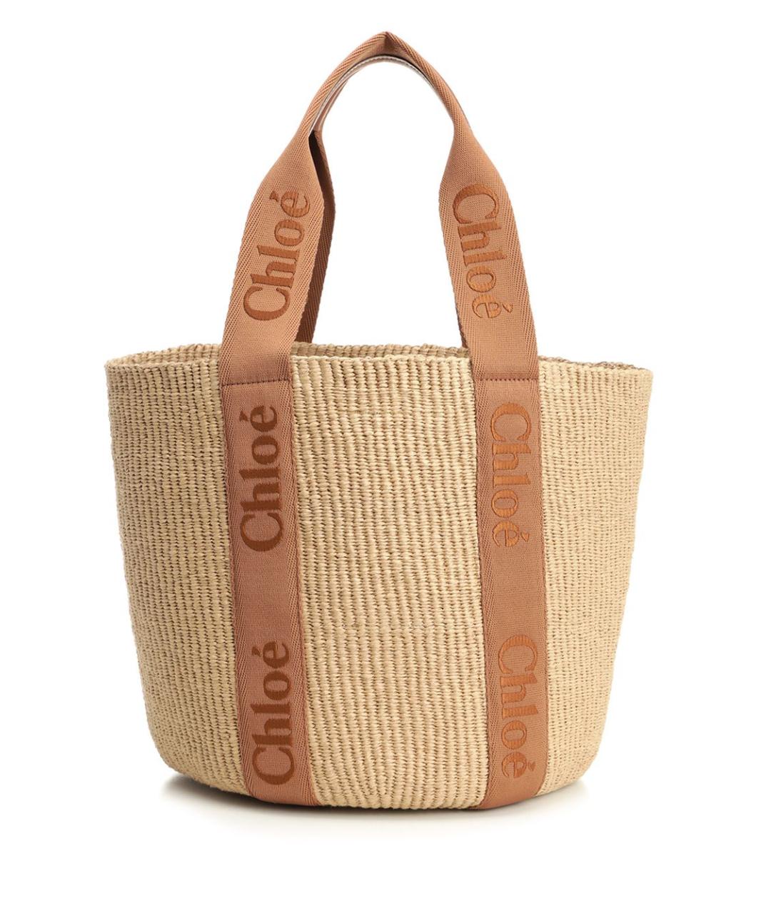 CHLOE Бежевая пелетеная сумка тоут, фото 1