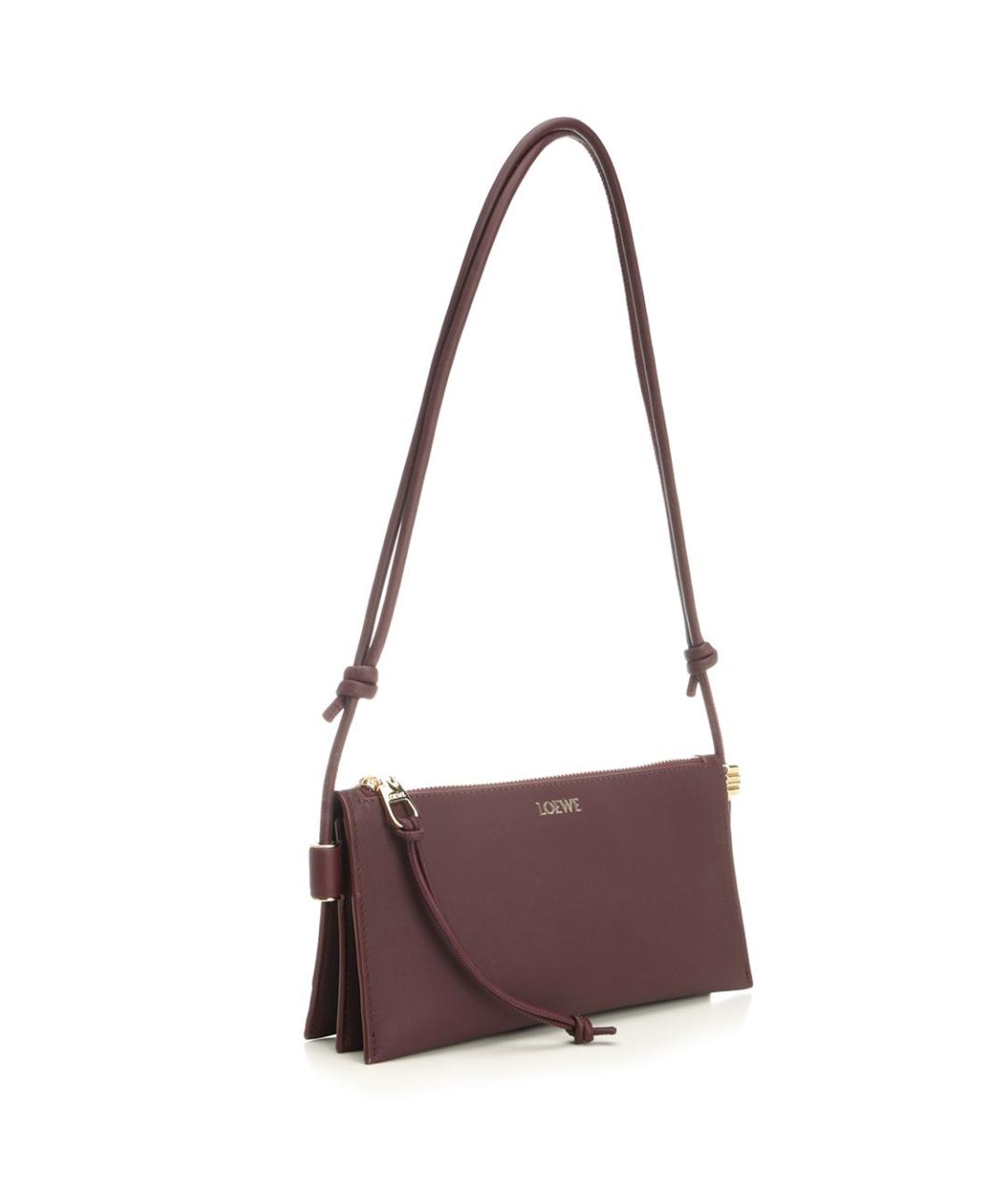 LOEWE Бордовая кожаная сумка через плечо, фото 2