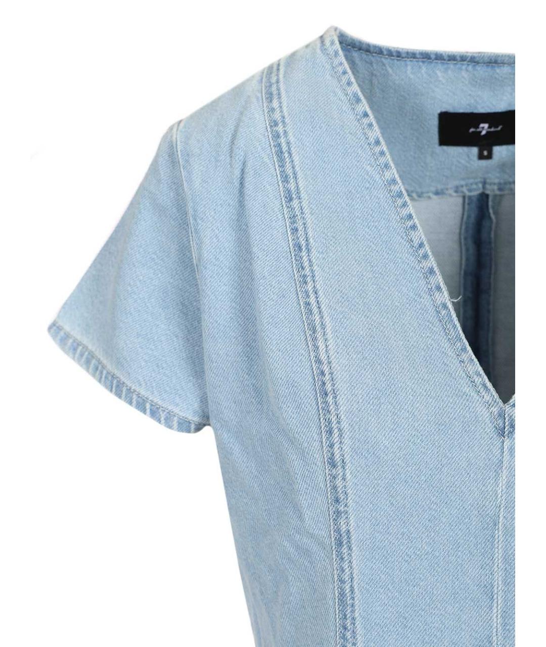 7 FOR ALL MANKIND Голубое хлопковое повседневное платье, фото 5