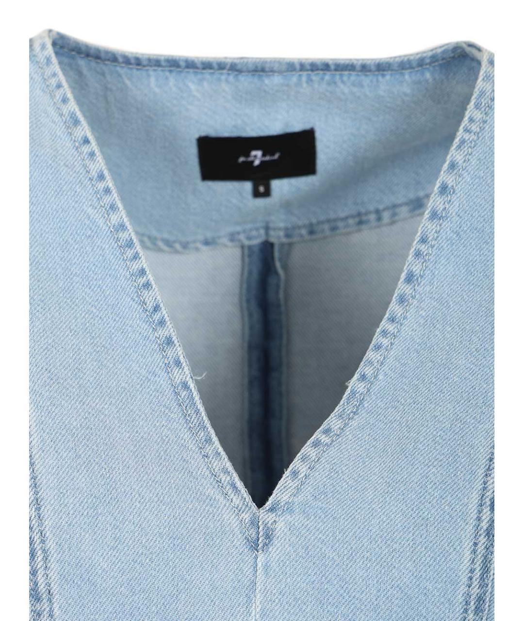 7 FOR ALL MANKIND Голубое хлопковое повседневное платье, фото 4