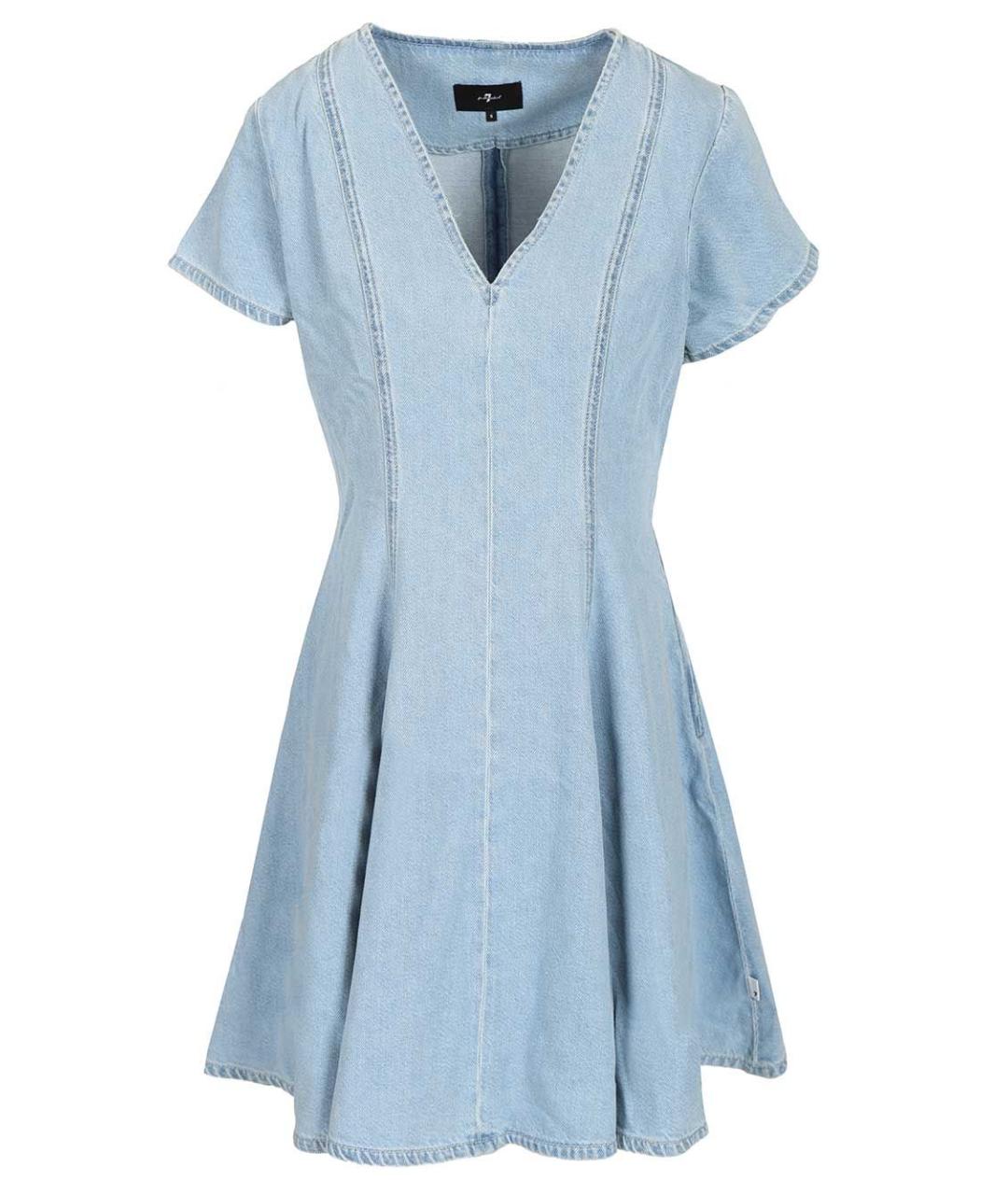 7 FOR ALL MANKIND Голубое хлопковое повседневное платье, фото 1