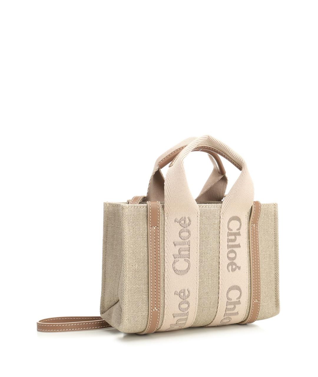 CHLOE Бежевая тканевая сумка тоут, фото 2