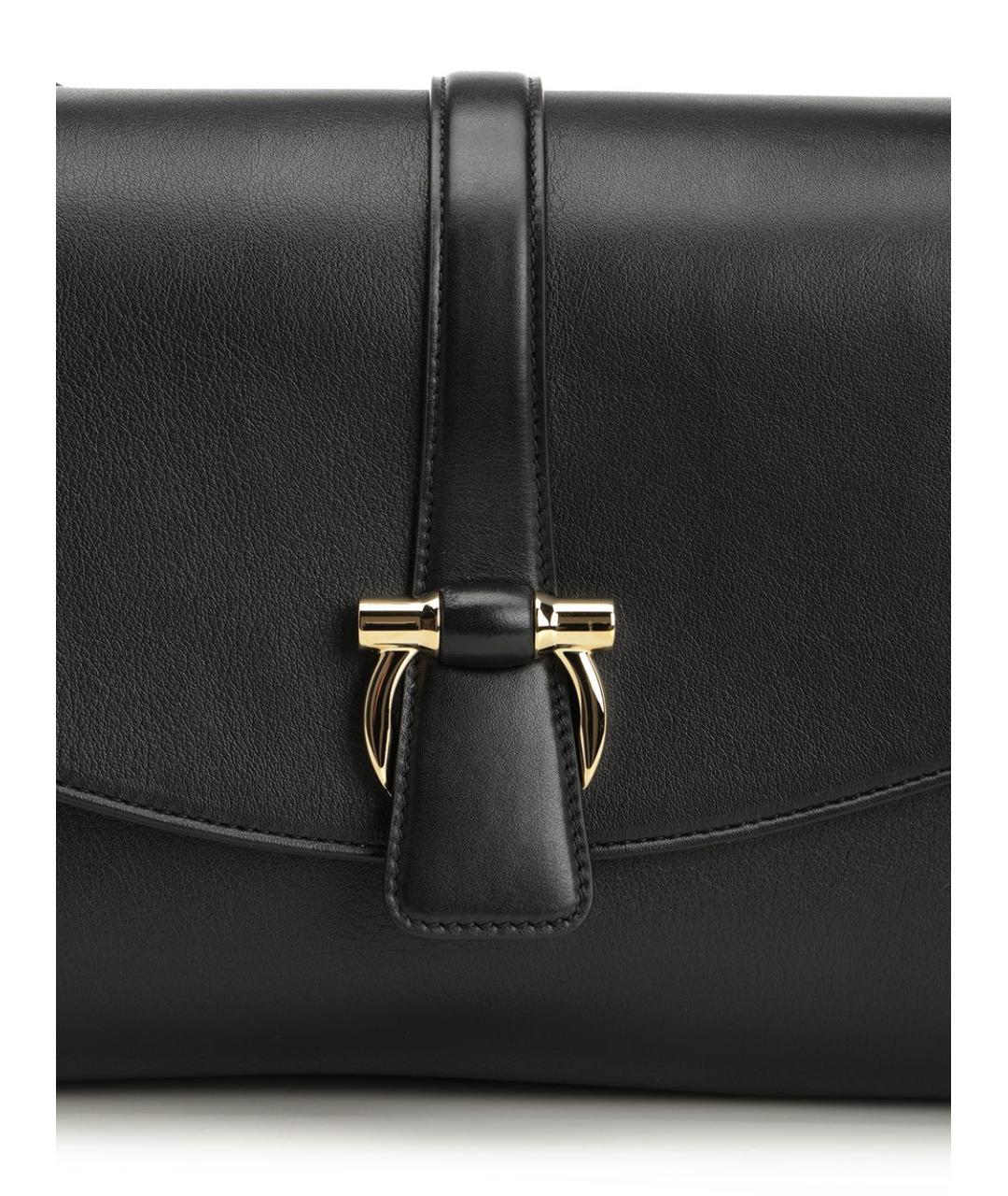 FERRAGAMO Черная кожаная сумка через плечо, фото 5