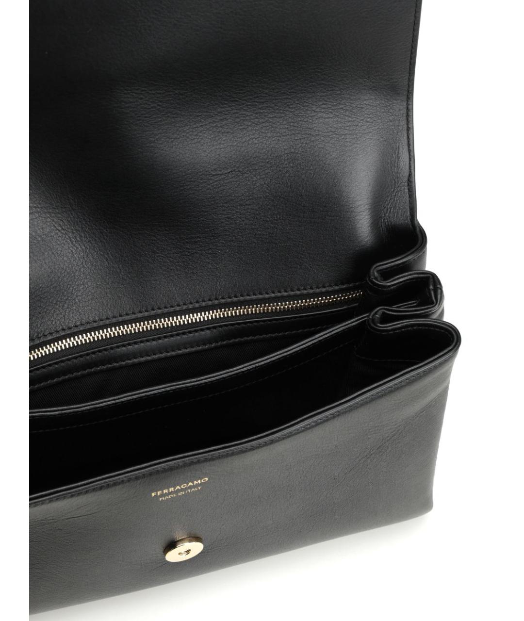 FERRAGAMO Черная кожаная сумка через плечо, фото 4
