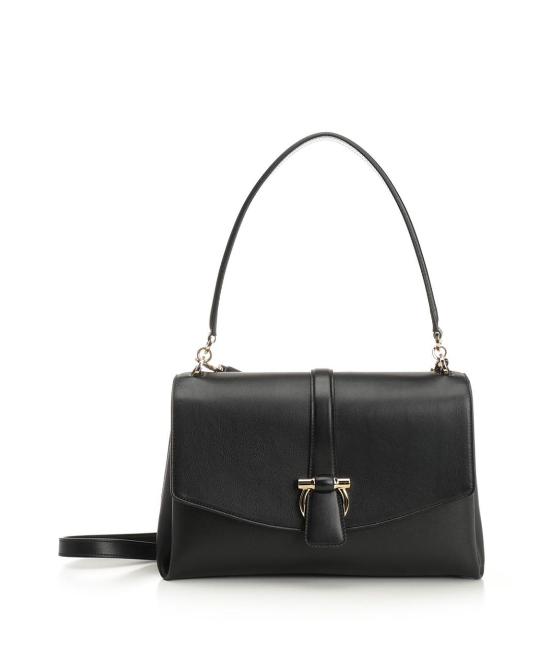 FERRAGAMO Черная кожаная сумка через плечо, фото 1
