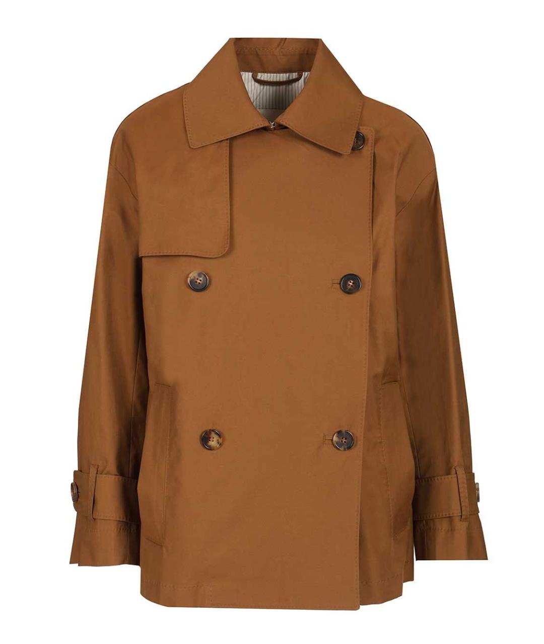 MAX MARA Коричневый хлопковый тренч/плащ, фото 1