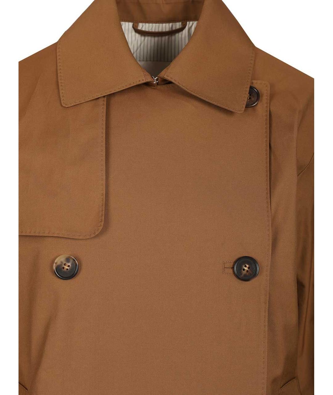 MAX MARA Коричневый хлопковый тренч/плащ, фото 4