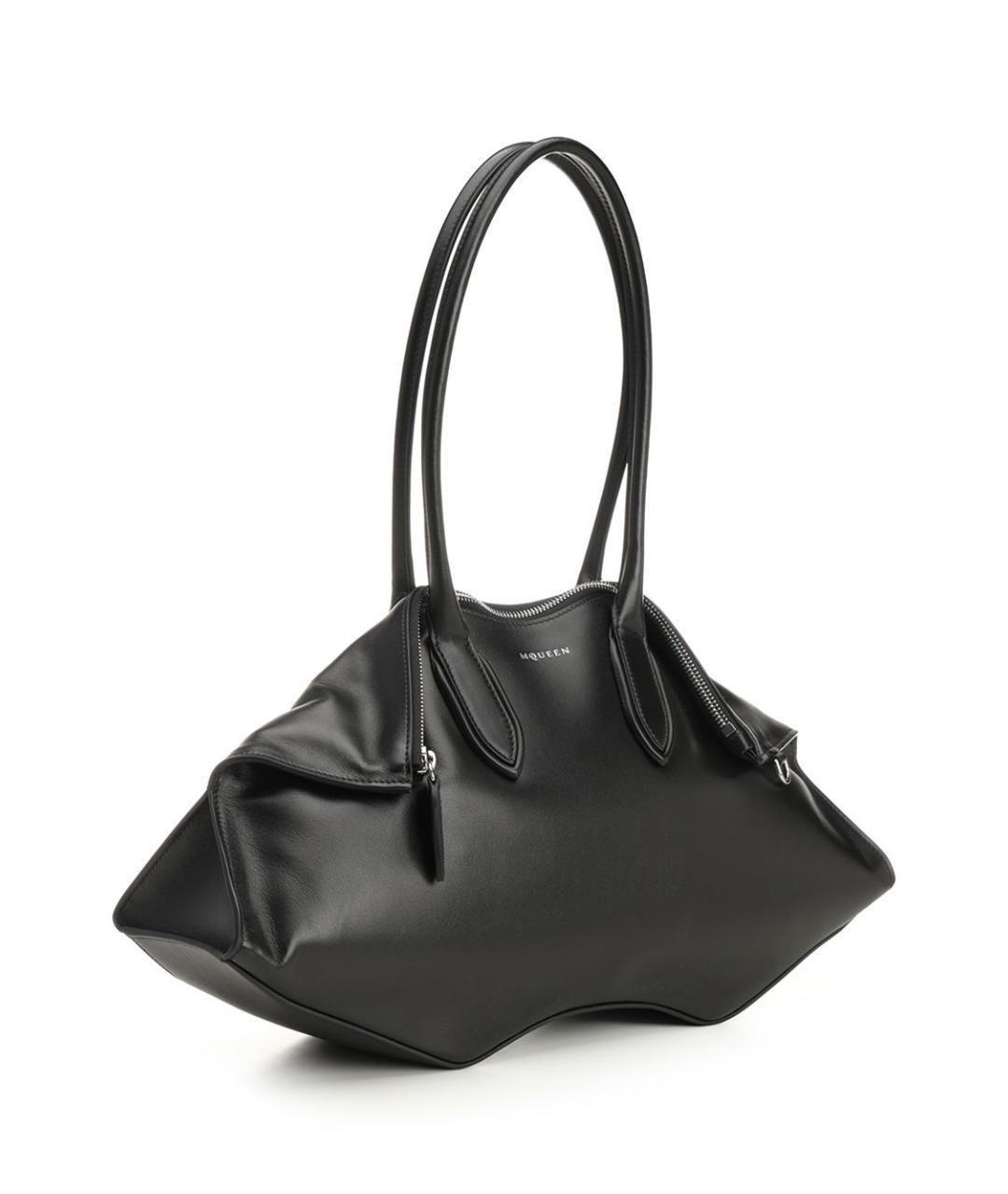 ALEXANDER MCQUEEN Черная кожаная сумка тоут, фото 2