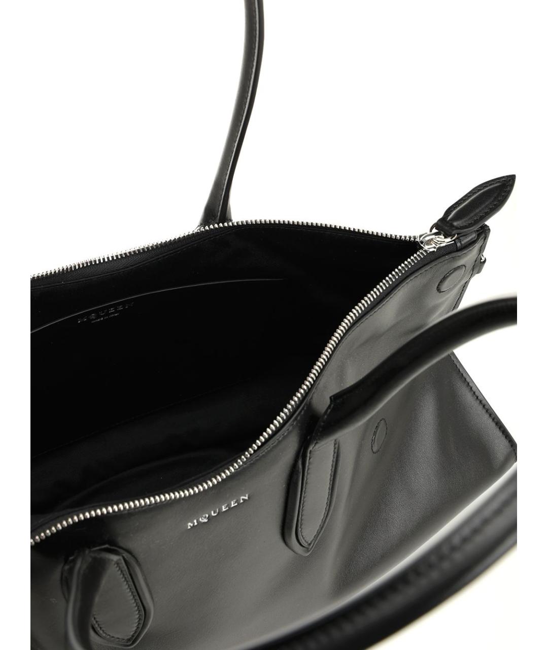 ALEXANDER MCQUEEN Черная кожаная сумка тоут, фото 4