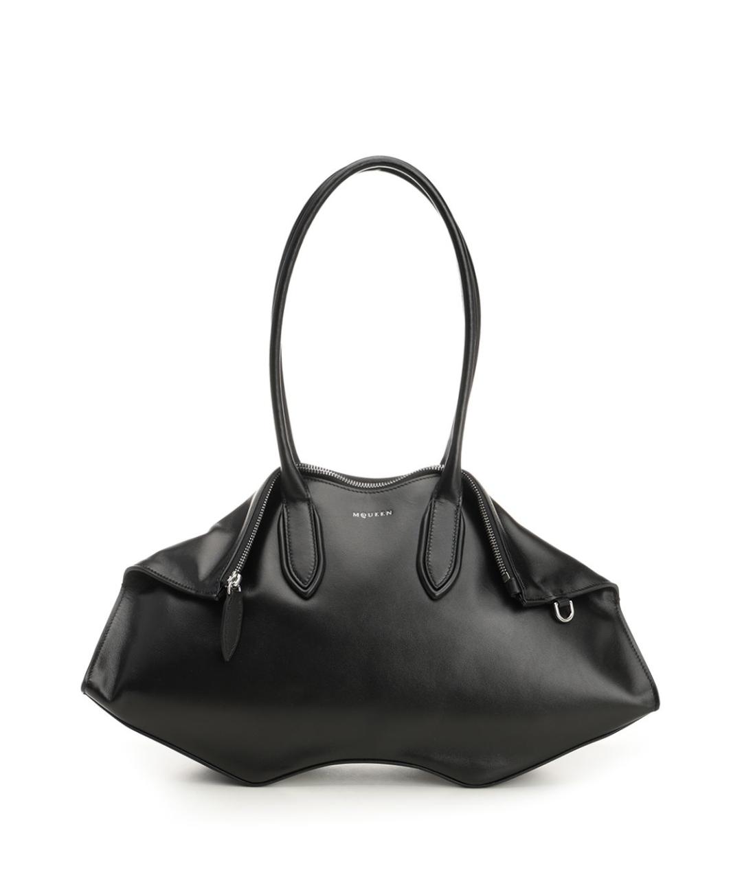 ALEXANDER MCQUEEN Черная кожаная сумка тоут, фото 1