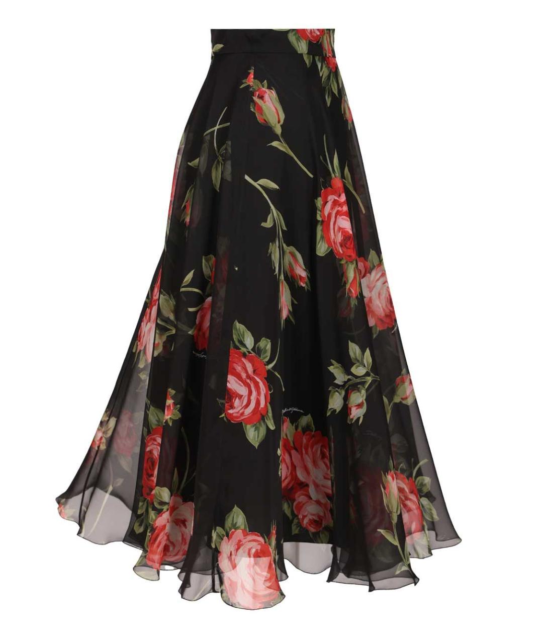 DOLCE&GABBANA Черная шелковая юбка макси, фото 3