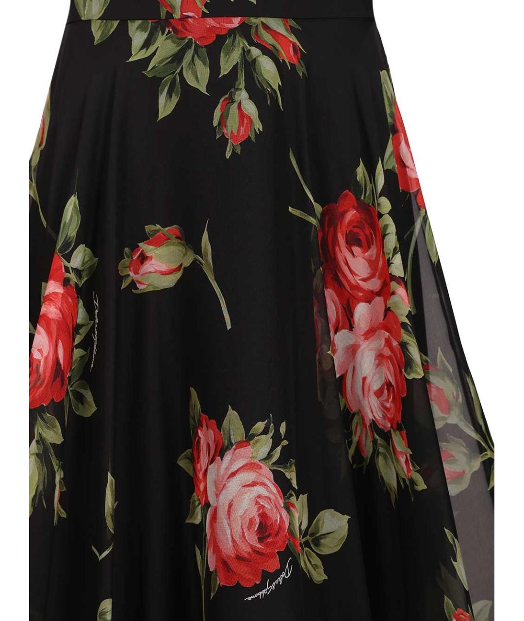 DOLCE&GABBANA Черная шелковая юбка макси, фото 4