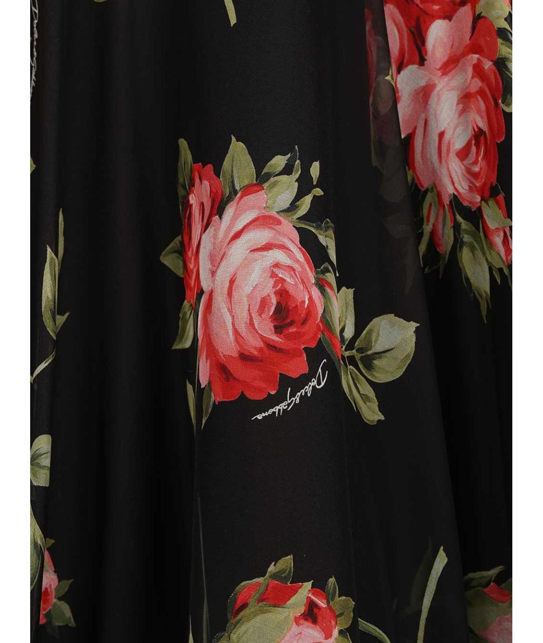 DOLCE&GABBANA Черная шелковая юбка макси, фото 5