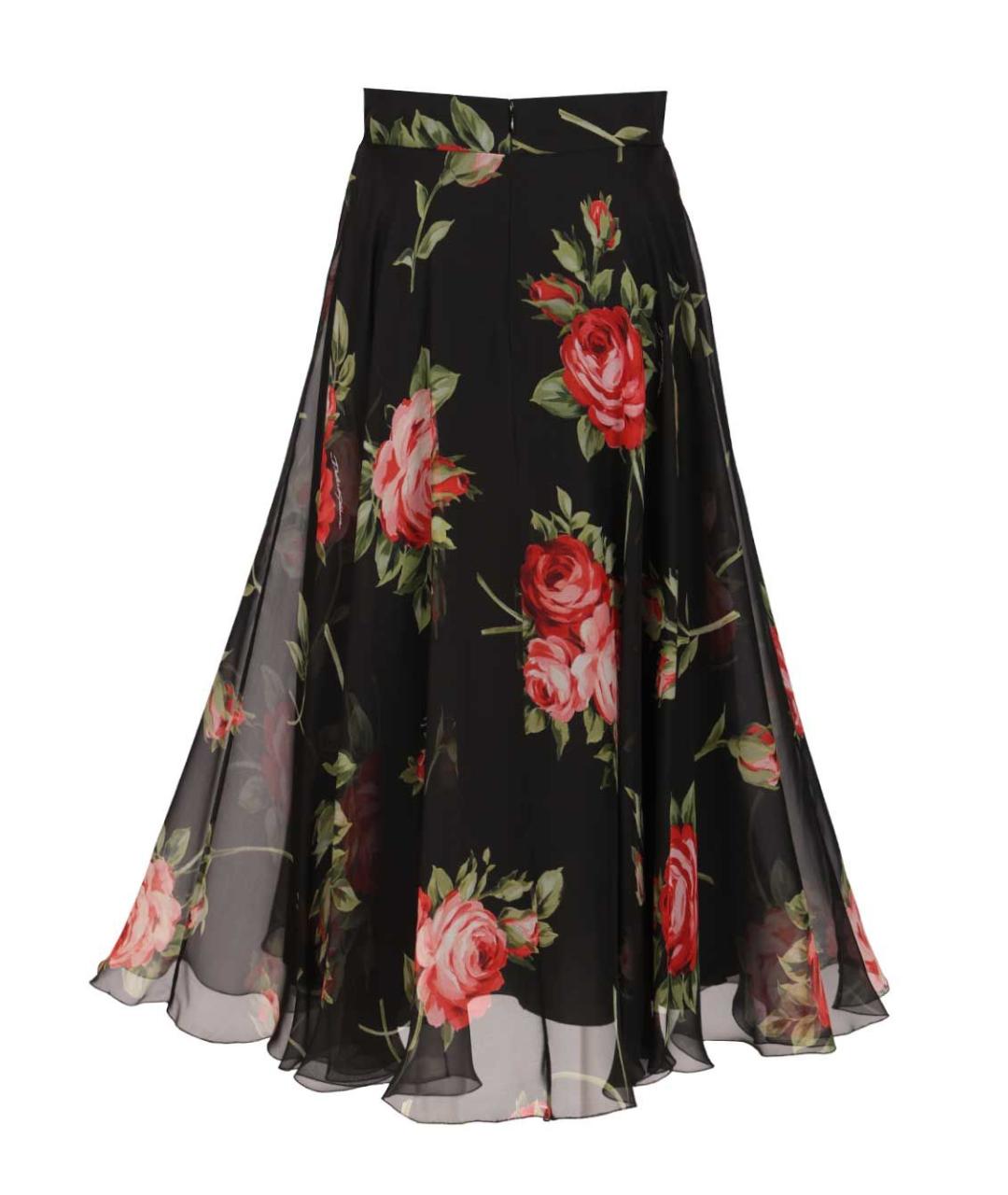 DOLCE&GABBANA Черная шелковая юбка макси, фото 2