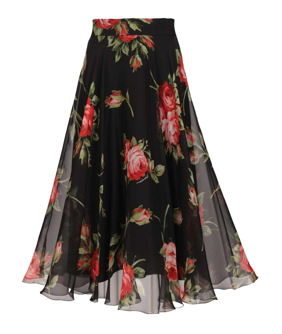 DOLCE&GABBANA Черная шелковая юбка макси, фото 1