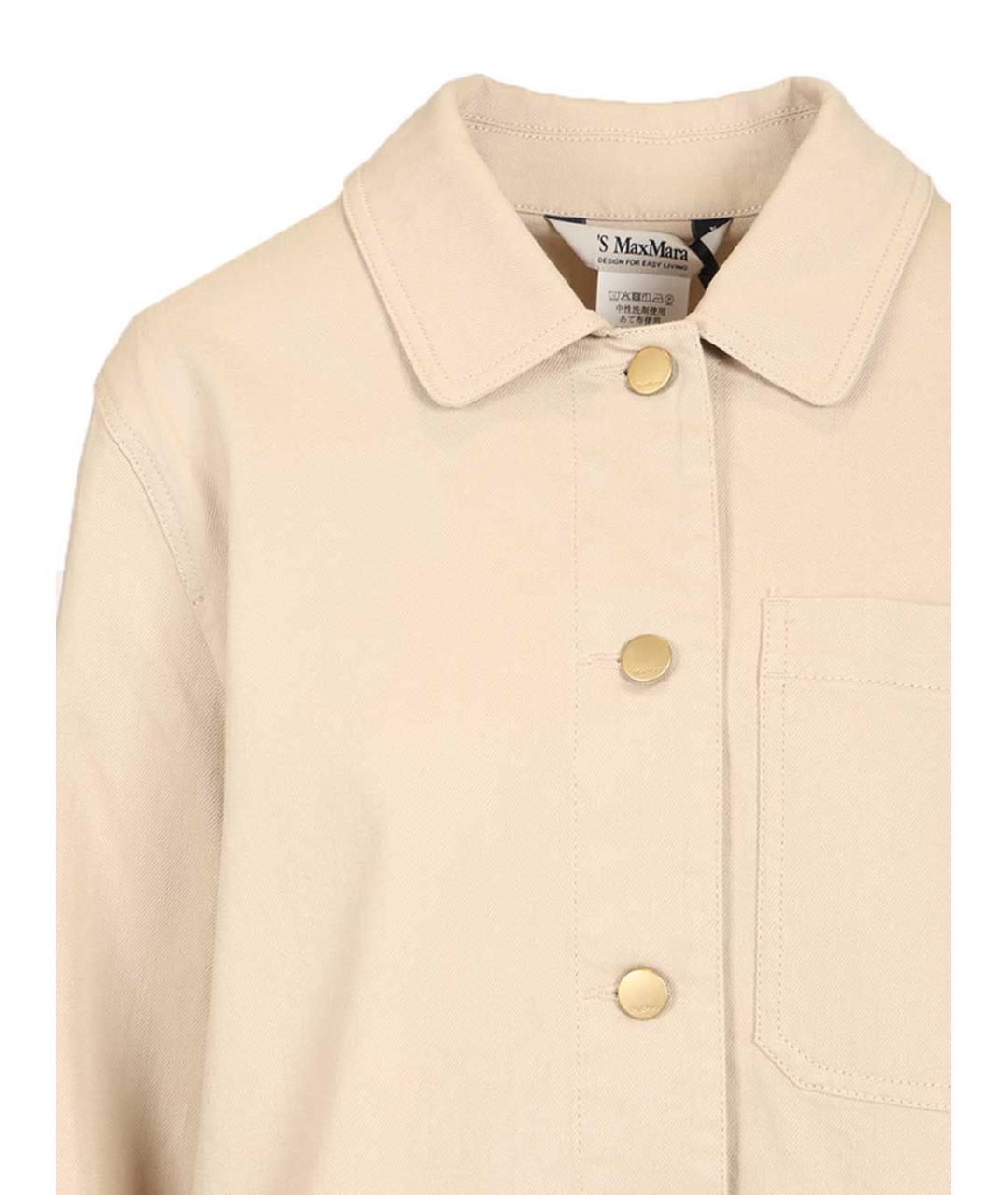 'S MAX MARA Бежевая хлопко-эластановая куртка, фото 4