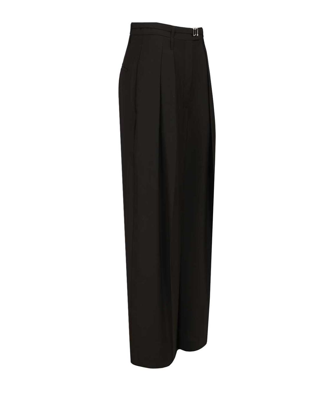 SPORTMAX Черные шерстяные прямые брюки, фото 3