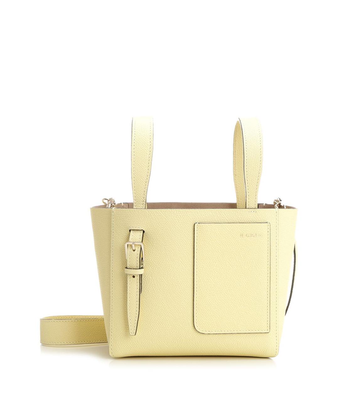 VALEXTRA Желтая кожаная сумка тоут, фото 1