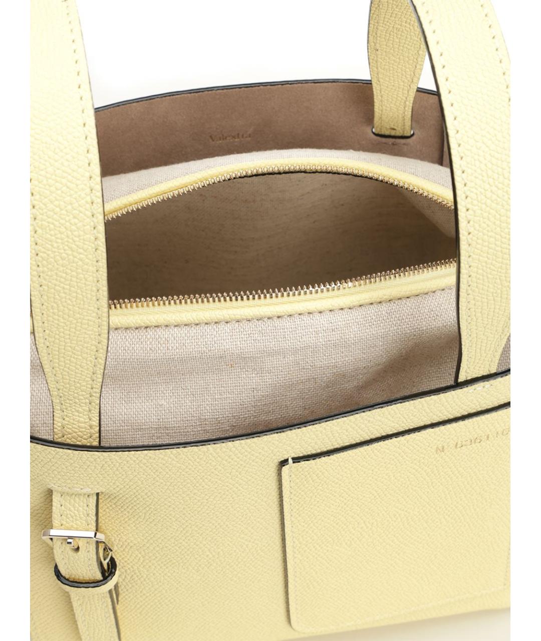 VALEXTRA Желтая кожаная сумка тоут, фото 4