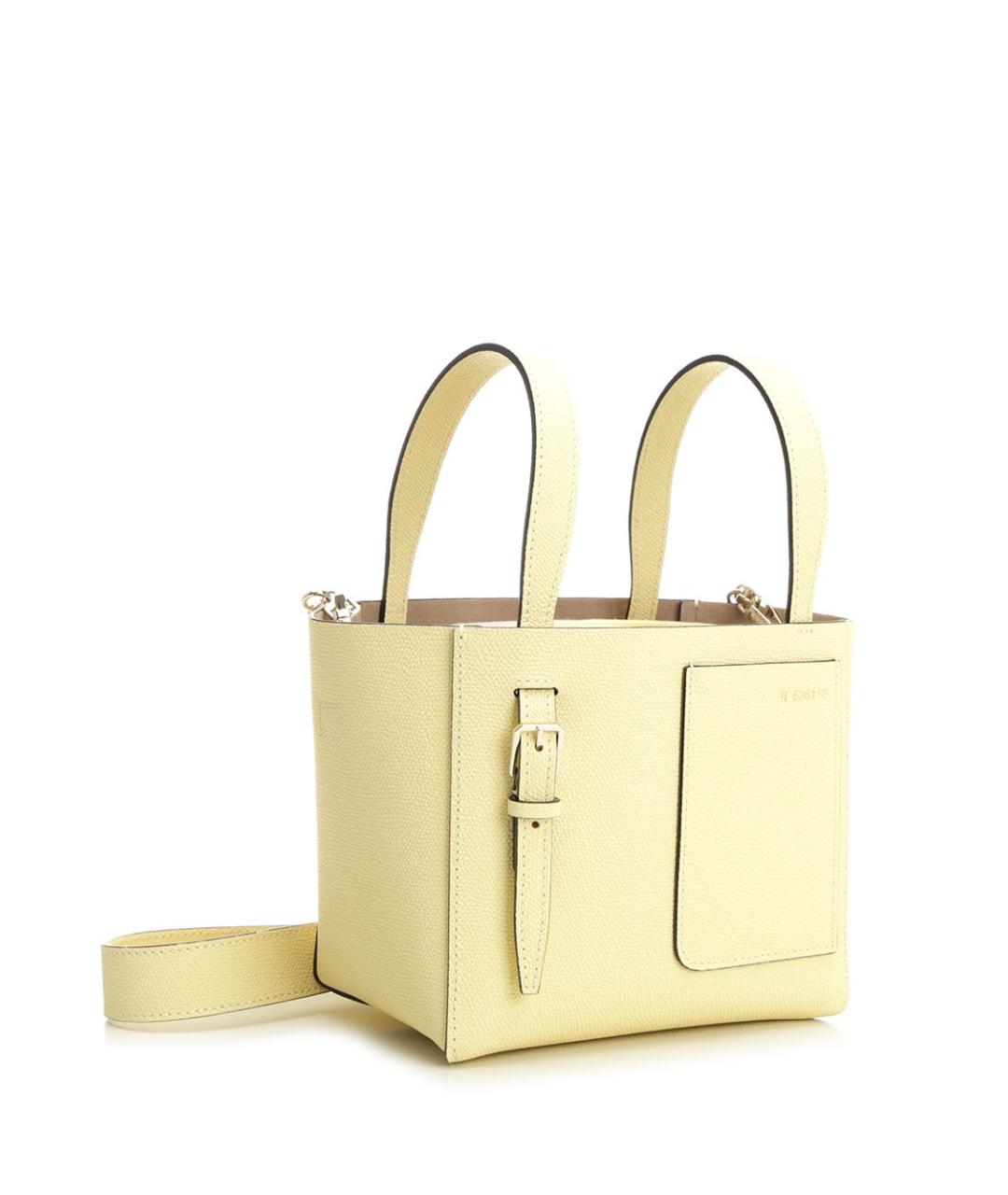 VALEXTRA Желтая кожаная сумка тоут, фото 2