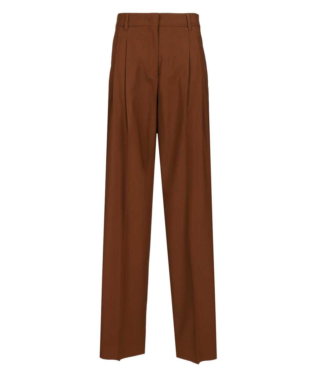 MAX MARA STUDIO Коричневые шерстяные прямые брюки, фото 1