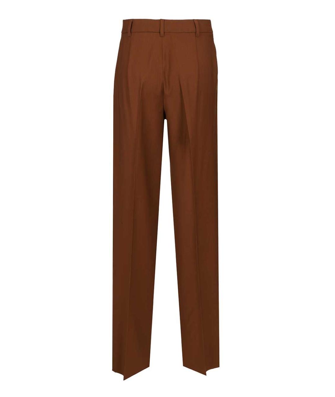 MAX MARA STUDIO Коричневые шерстяные прямые брюки, фото 2
