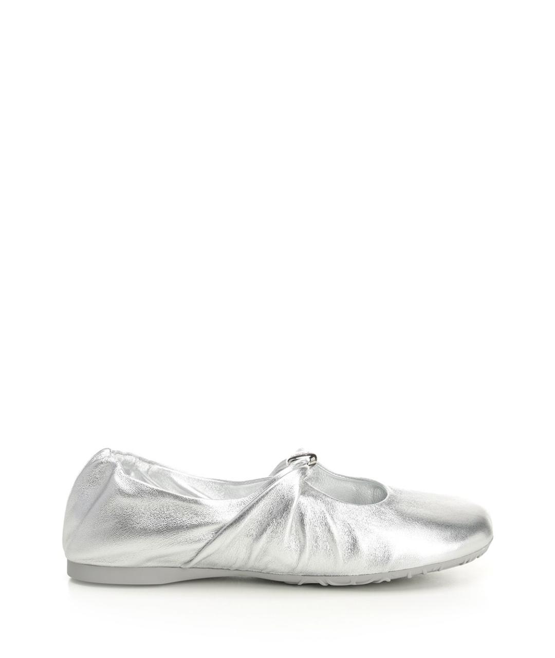 LOEWE Серебряные кожаные балетки, фото 1