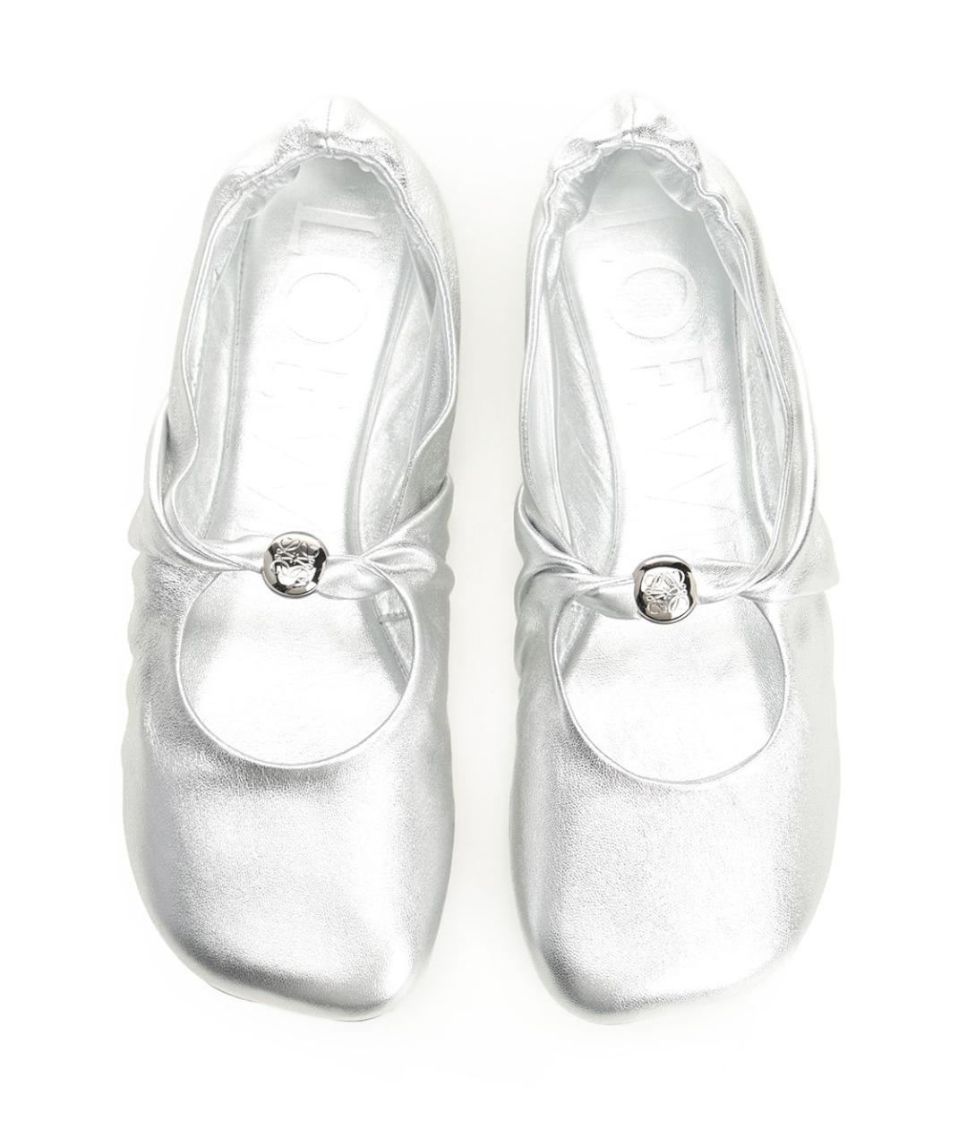 LOEWE Серебряные кожаные балетки, фото 5