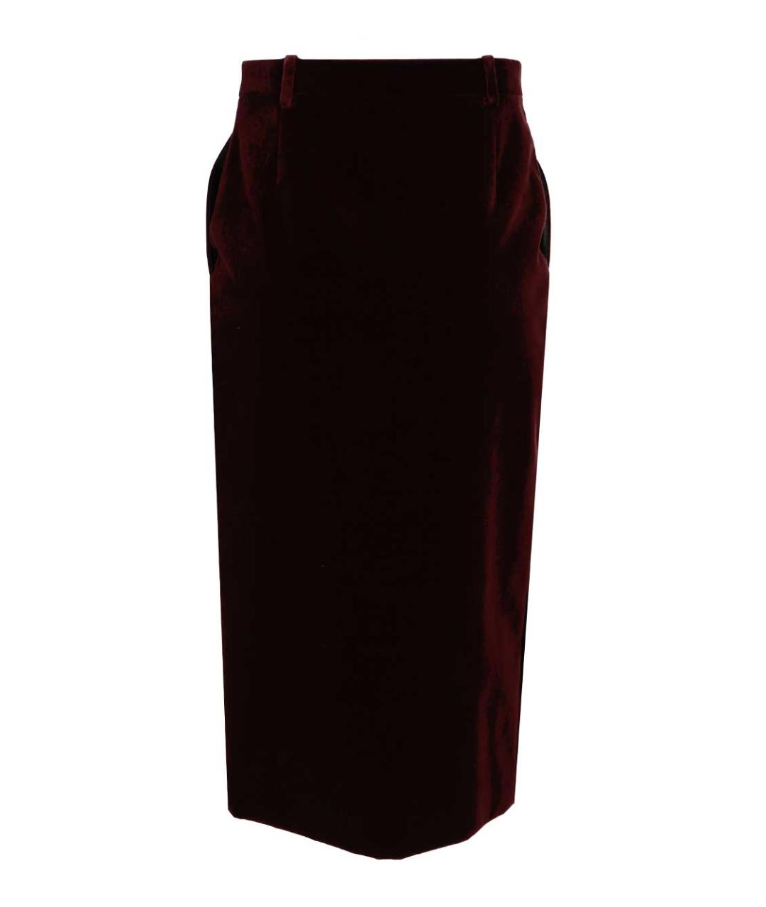 SAINT LAURENT Бордовая хлопковая юбка миди, фото 2