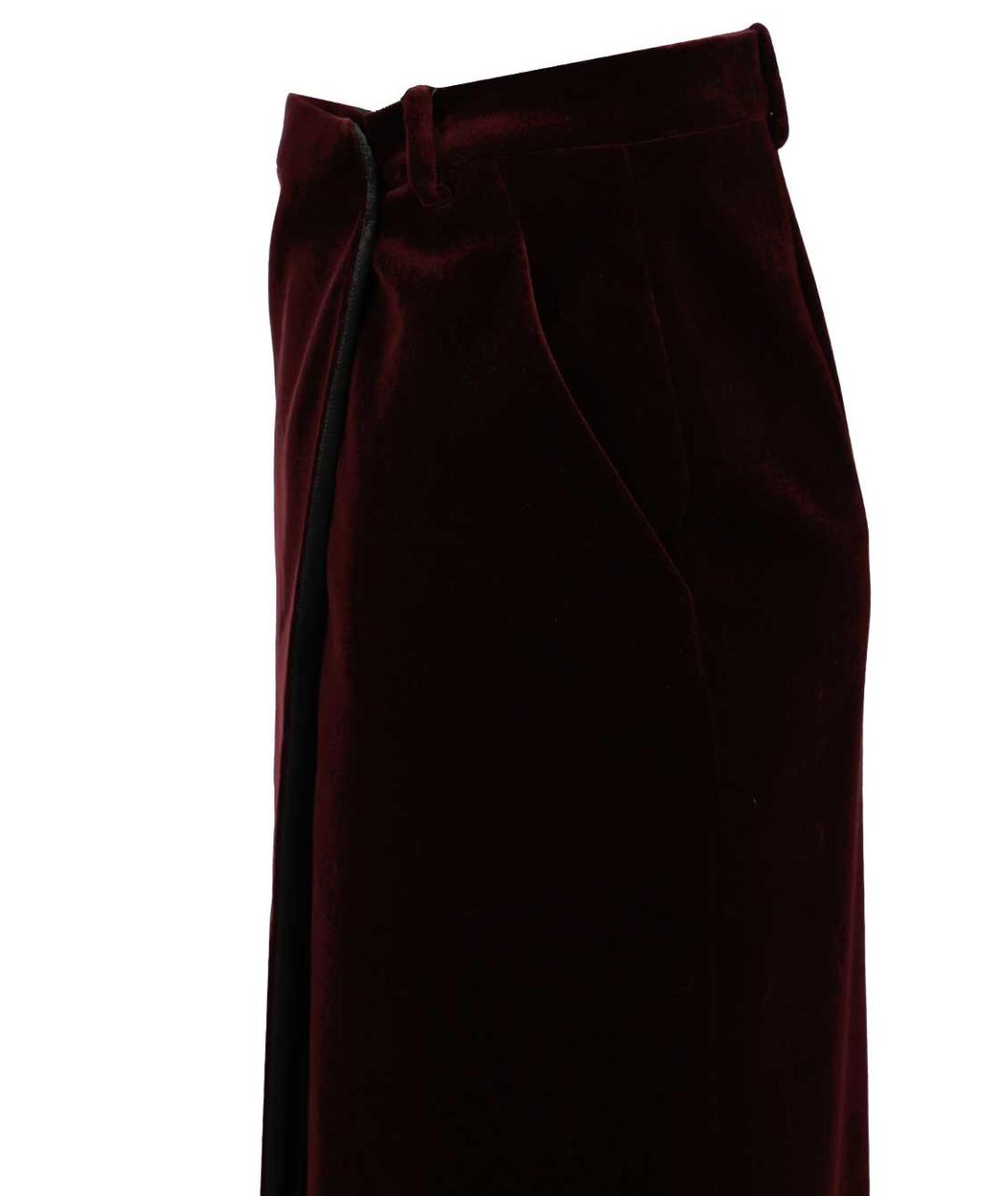 SAINT LAURENT Бордовая хлопковая юбка миди, фото 4