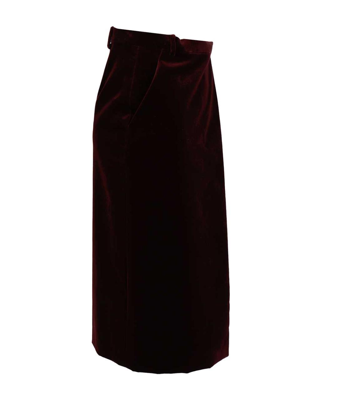 SAINT LAURENT Бордовая хлопковая юбка миди, фото 3