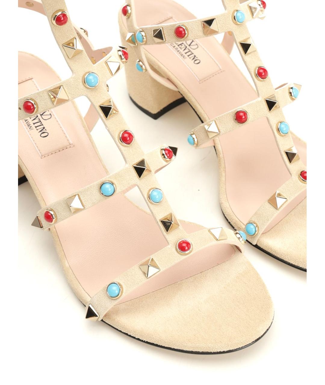 VALENTINO Бежевые замшевые сандалии, фото 5