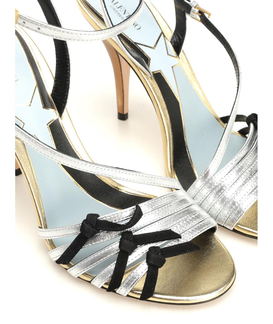 VALENTINO Серебряные кожаные сандалии, фото 4