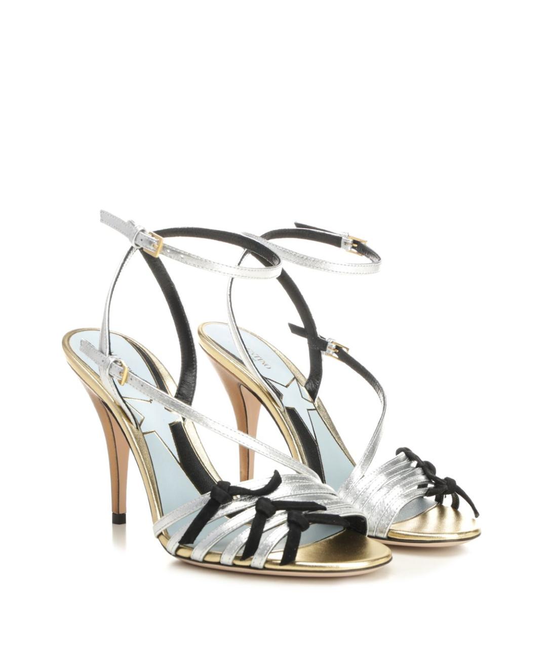 VALENTINO Серебряные кожаные сандалии, фото 2
