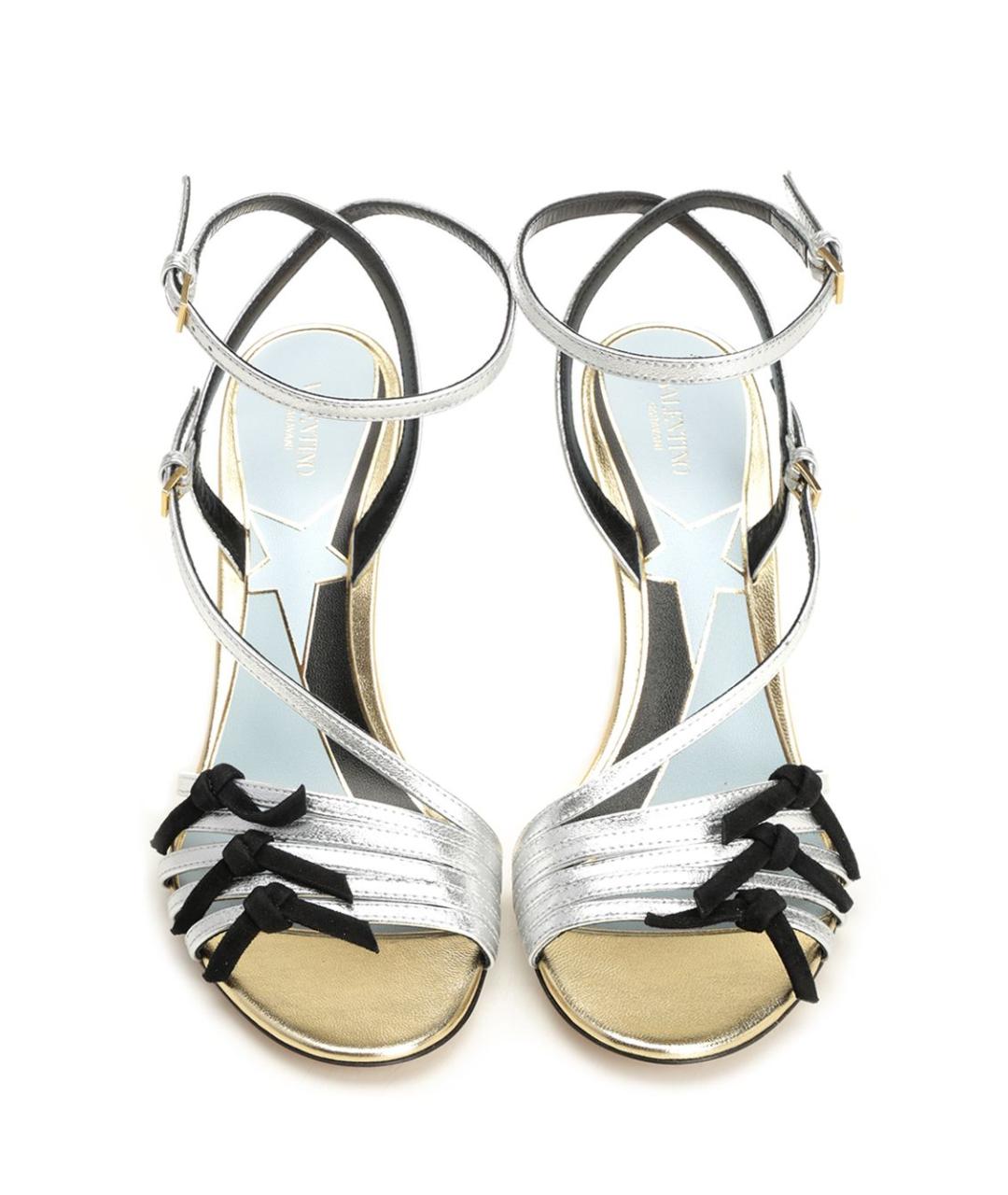 VALENTINO Серебряные кожаные сандалии, фото 5